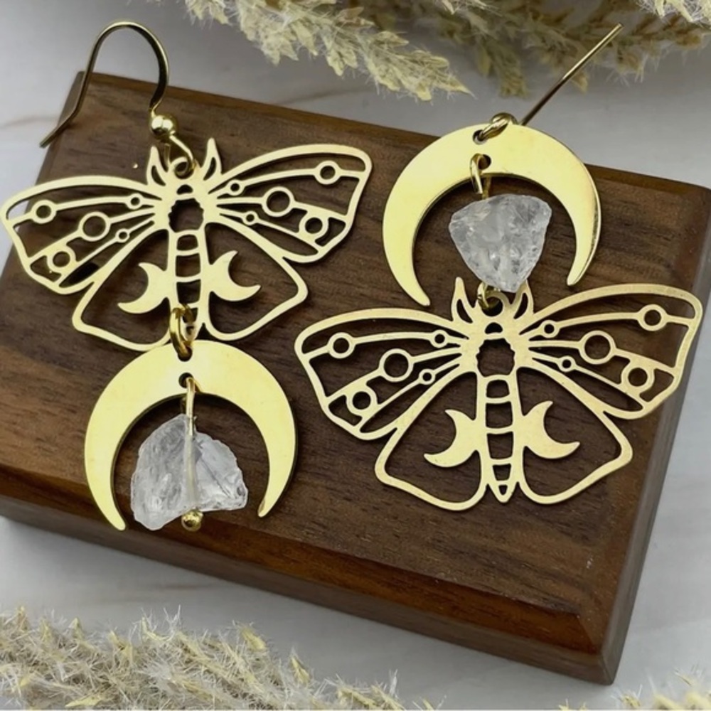 Mismatched Silver Luna Moth Earrings